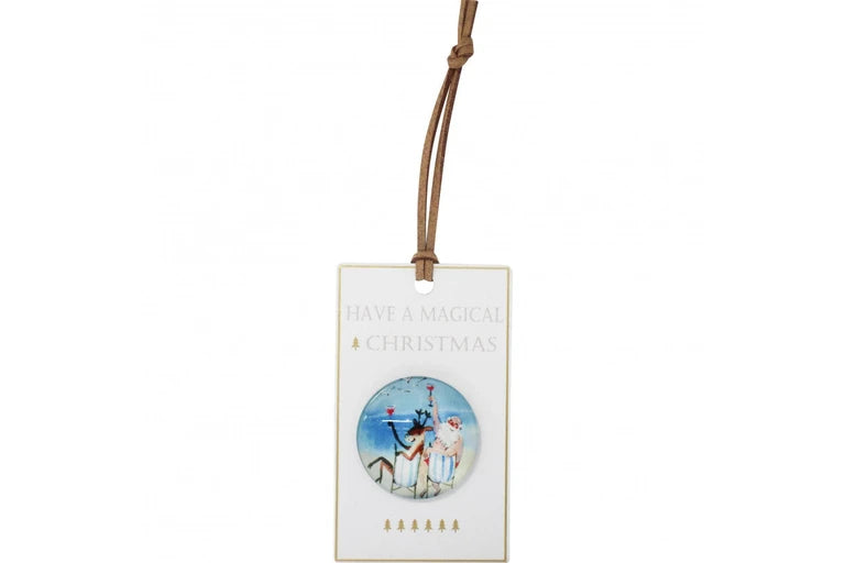 Glass Magnet - Rudolf/Santa Have Magical Christmas