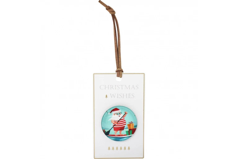 Glass Magnet - Summer Santa Gift Box