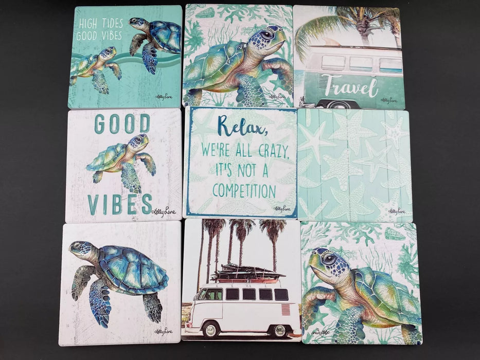 Kelly Lane | Summer Ceramic Coasters - 4 Pack Assorted