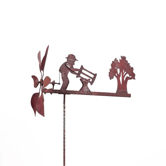 Alfresco Gardenware | Rust Wind Spinner Lumberjack