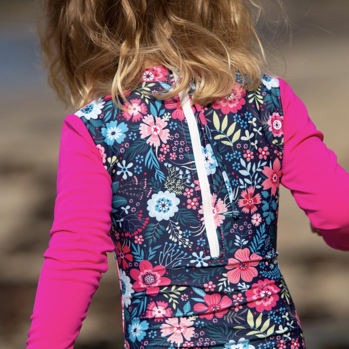 Girls Long Sleeve Swimsuit | Floral Fantasy