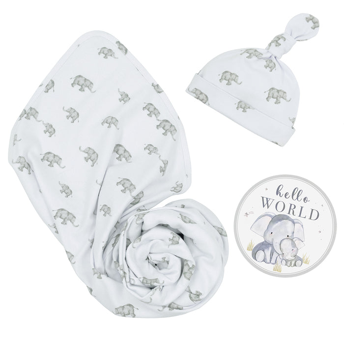 Living Textiles | Hello World Gift Set - Watercolour Elephant