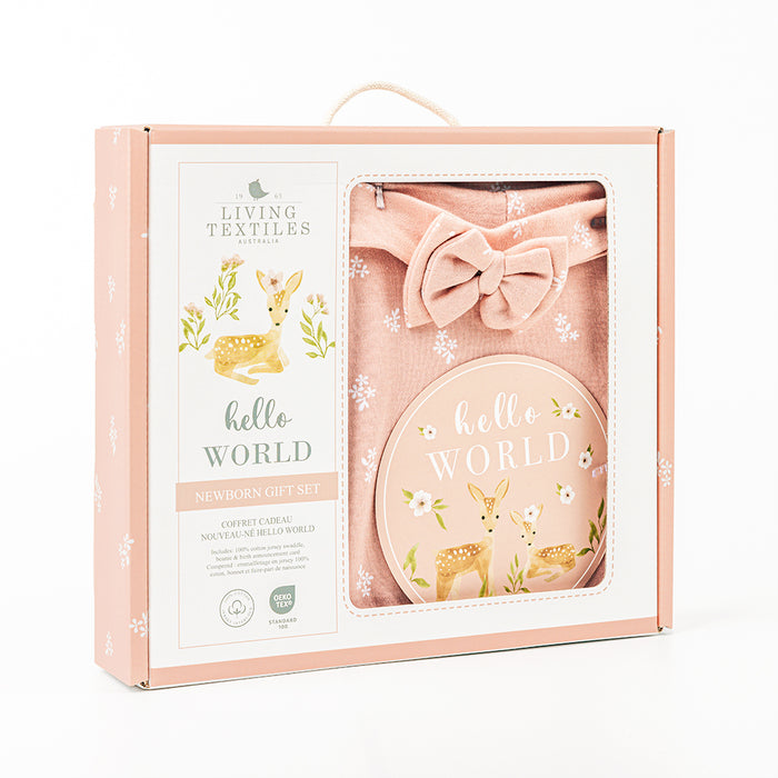 Living Textiles | Hello World Gift Set - Sophia's Garden Dusty Rose