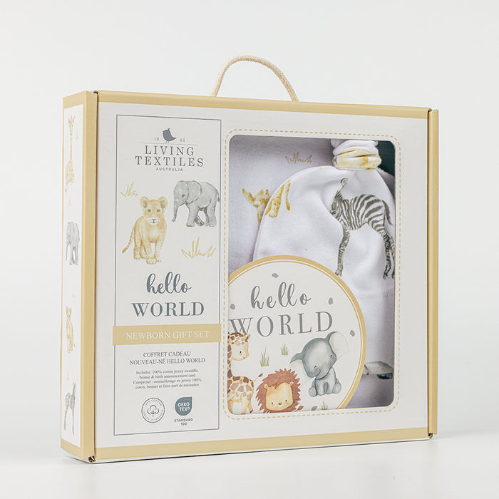 Living Textiles | Hello World Gift Set - Savanna Babies