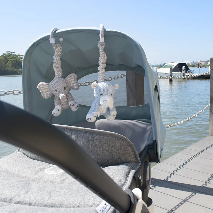 Living Textiles | 2pk Stroller Toys - Elephant & Hippo