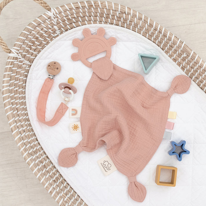 Playground by Living Textiles | Silicone Comfort Teether - Rose - Lozza’s Gifts & Homewares 