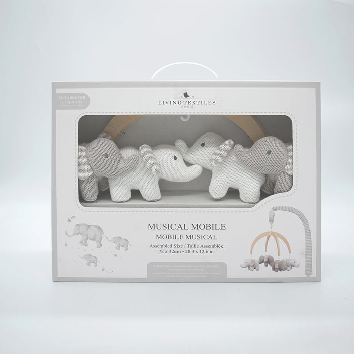 Living Textiles | Musical Cot Mobile - Elephants