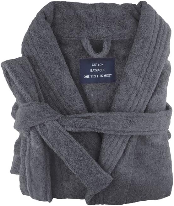 Bambury Egyptian Cotton Terry Towelling Bathrobe – Luxury Charcoal Spa Robe