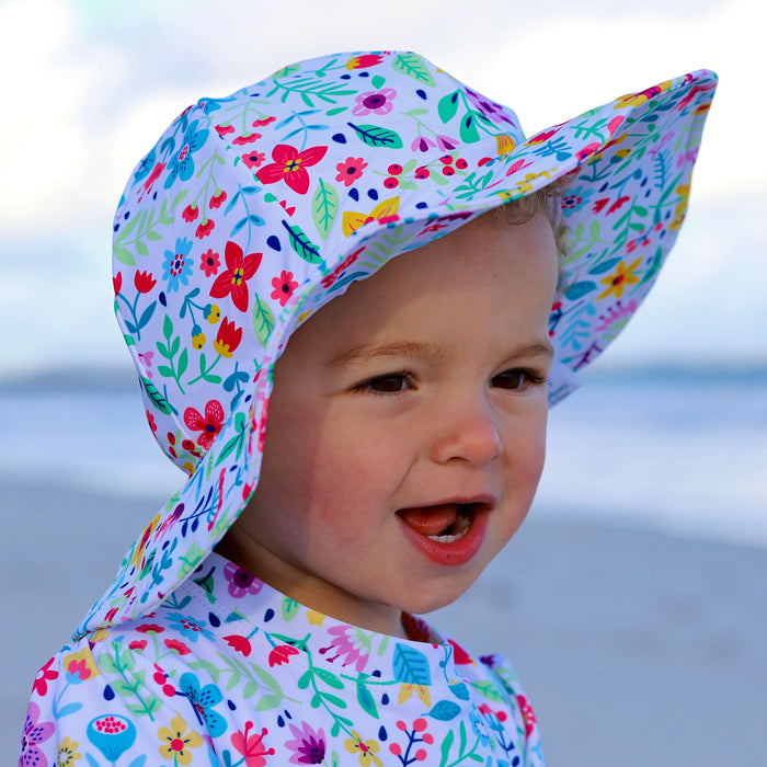 Girls Wide Brim Sun Hat | Ditsy Daisy