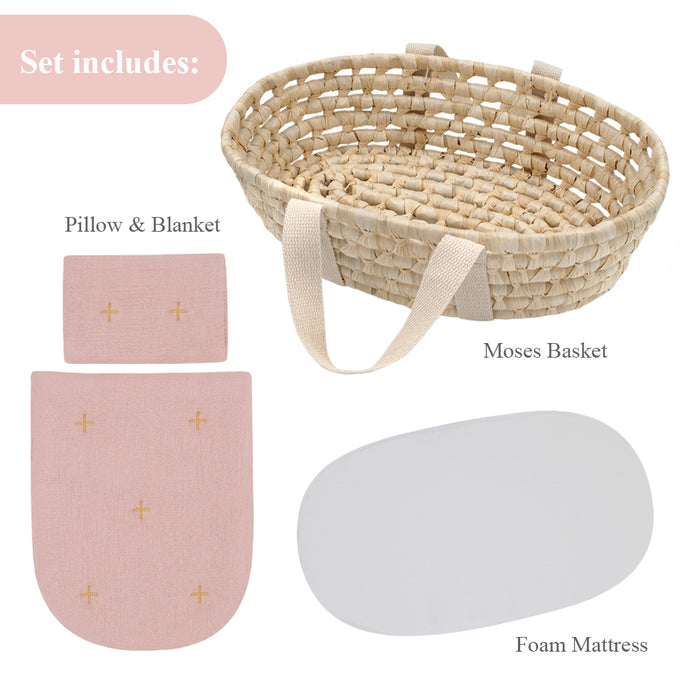 Living Textiles | Woven Doll Moses Basket Set