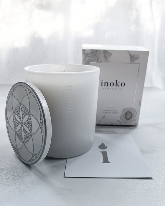 Inoko | Inspire Glass Candle with Coaster - Lozza’s Gifts & Homewares 