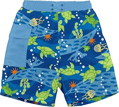 Green Sprouts® Board Shorts | Baby & Toddler Swim Shorts with Built-In Reusable Absorbent Swim Diaper – Tropical