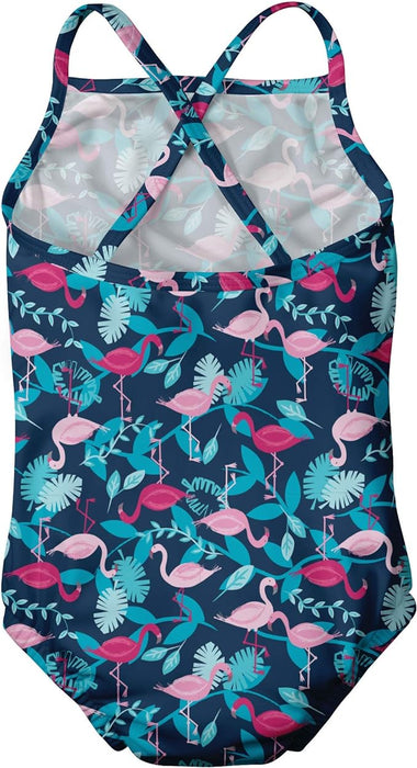 i.play Ruffle Swimsuit with Built-in Reusable Absorbent Swim Diaper-Navy Flamingo - Lozza’s Gifts & Homewares 