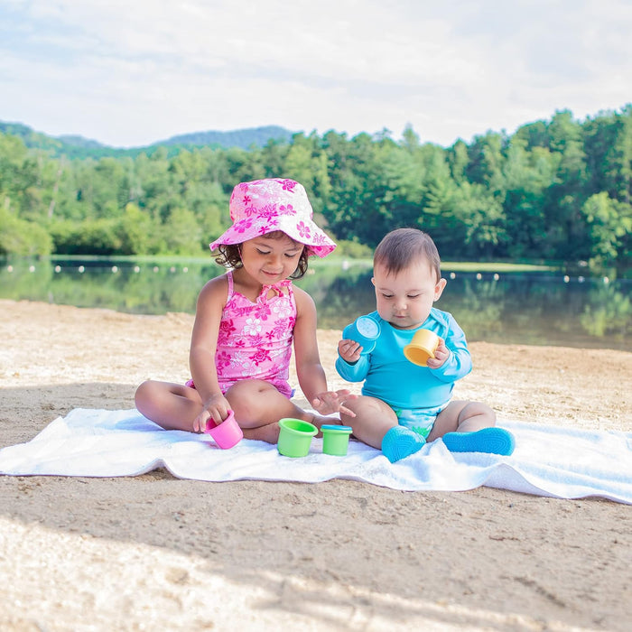 Green Sprouts | Swimsuit with Built-in Reusable Absorbent Swim Diaper - Pink Hawaiian Turtle