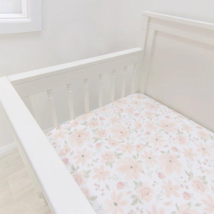 Living Textiles | Cot Fitted Sheet - Meadow