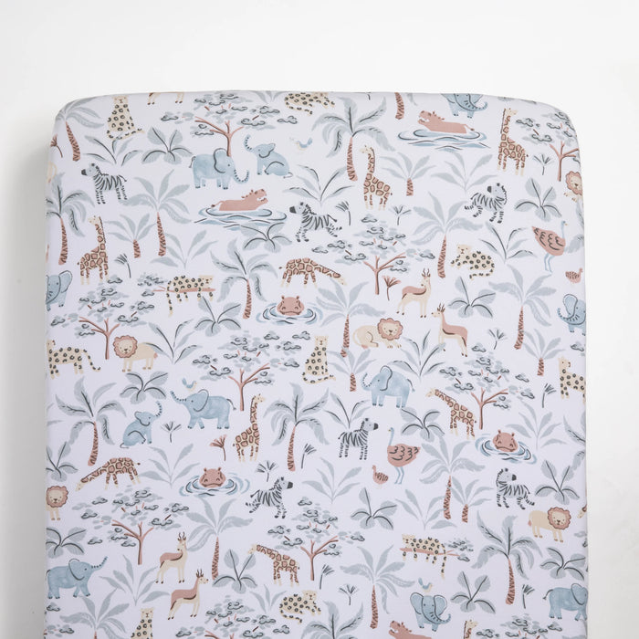 Living Textiles | 2-pack Organic Jersey Cot Fitted Sheet - Wild Safari