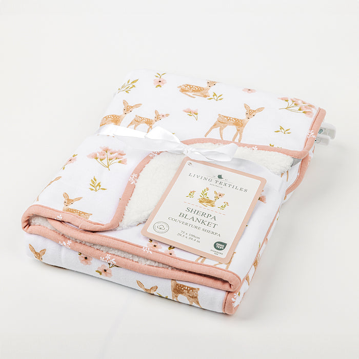 Living Textiles | Jersey/Sherpa Pram Blanket - Sophia's Garden