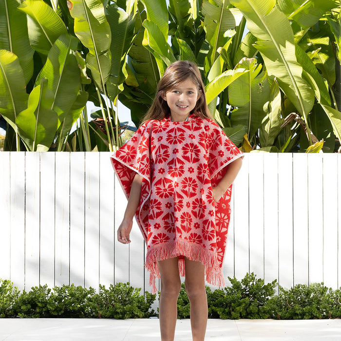 Bambury | Poncho Beach Towel - Flora Kids/Poppy