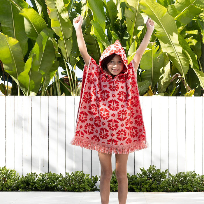 Bambury | Poncho Beach Towel - Flora Kids/Poppy