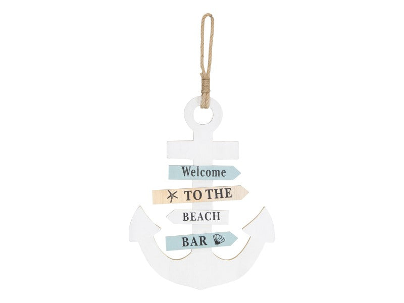 Beach Anchor"Welcome to the Beach Bar" Wall Art - 30cm - White