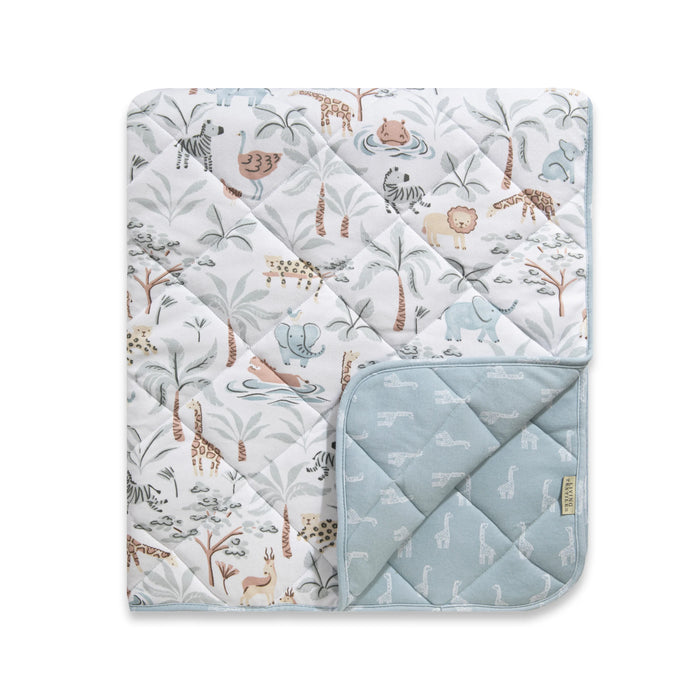 Lolli Living | Reversible Organic Jersey  Quilted Cot Comforter - Wild Safari