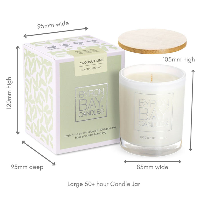 Byron Bay Candles | Scented Pure Soy Candle - 50 Hour Large - Coconut Lime