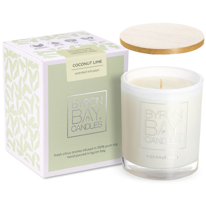 Byron Bay Candles | Scented Pure Soy Candle - 50 Hour Large - Coconut Lime