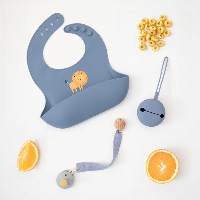 Playground | Silicone Bib - Lion/Steel Blue