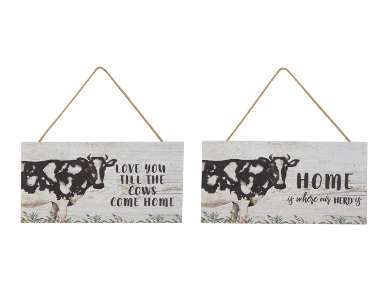 Hanging Cow MDF Plaques - 2 Pieces - 25x13cm