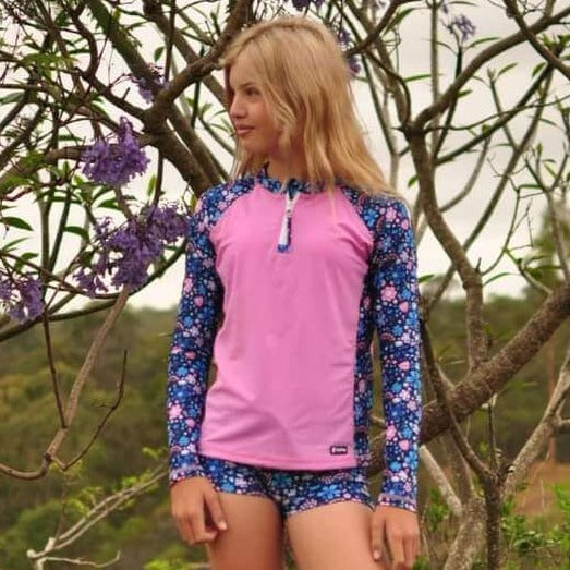 Girls Long Sleeve Rashguard | Flower Power