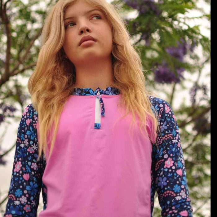 Girls Long Sleeve Rashguard | Flower Power