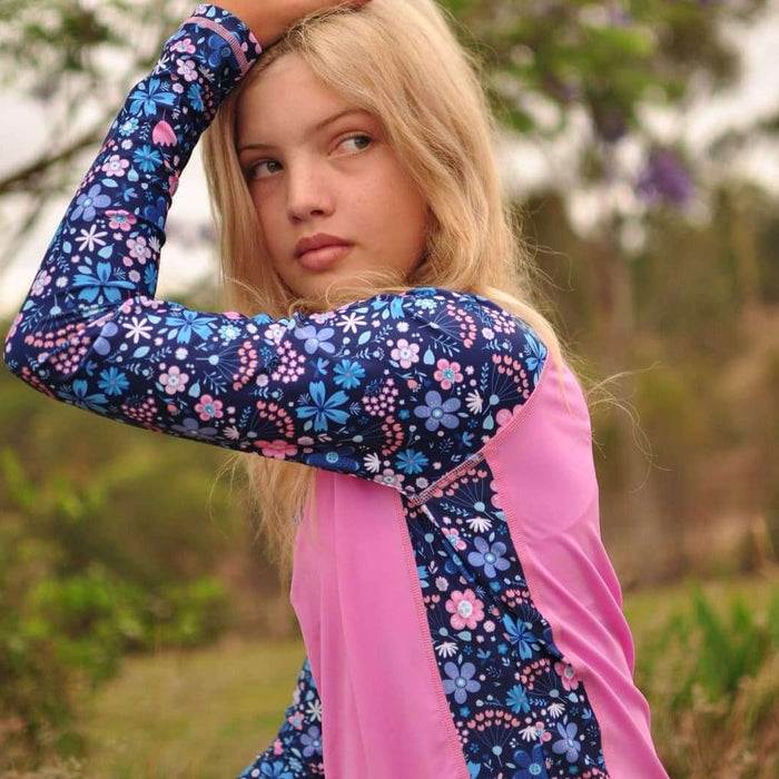 Girls Long Sleeve Rashguard | Flower Power