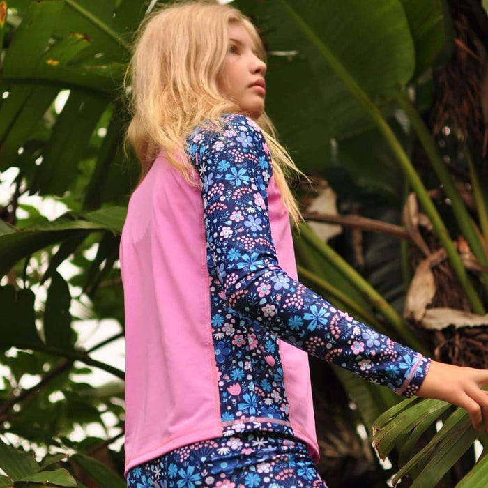 Girls Long Sleeve Rashguard | Flower Power