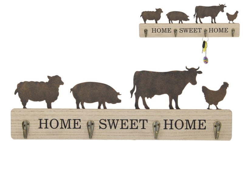 Key Rack - Home Sweet Home Farmyard - 40cm