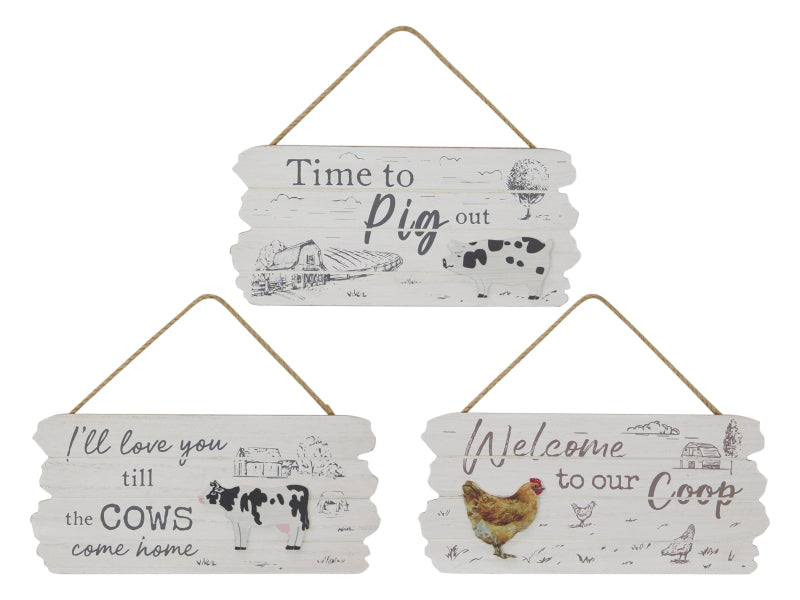 Farm Hanging Plaque 3 Asstd - 23cm