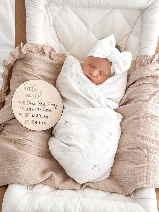 Henry & Flo |‘Hello World’ Birth Announcement Plaque