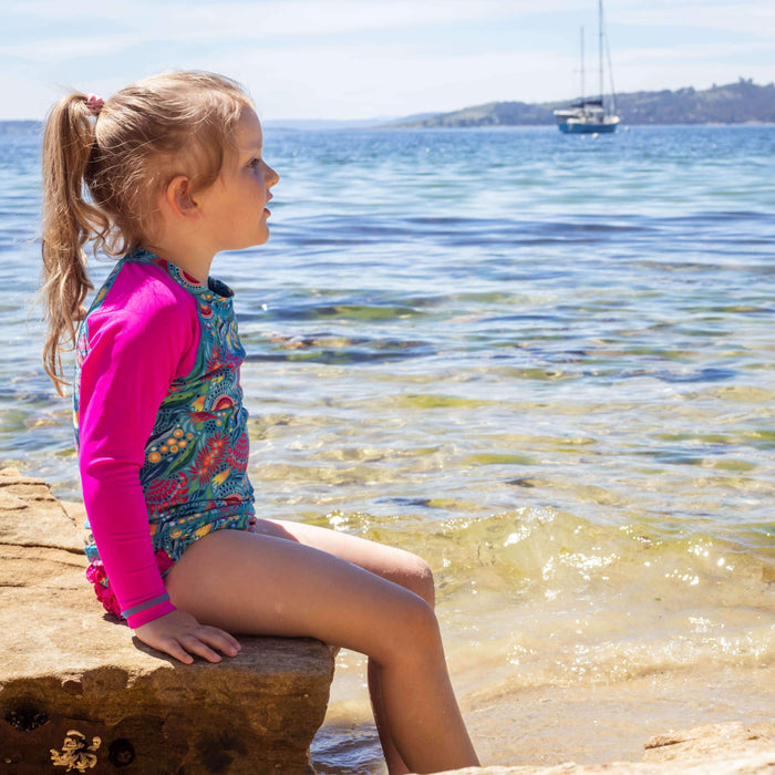 Girls Ruffles ‘n' Rashguard | Bush Blooms