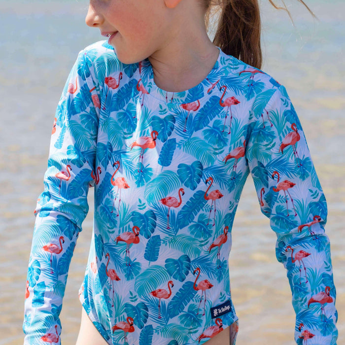 Girls Long Sleeve Swimsuit | Flamingo Fun