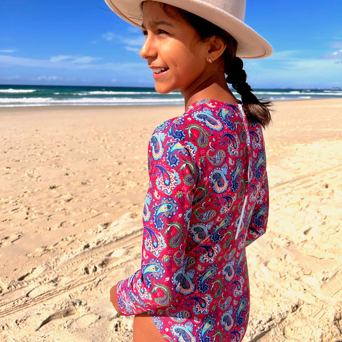 Girls Long Sleeve Swimsuit | Fiesta! - Sise 12