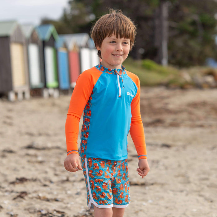 Boys L'il Rascal Boardshorts & Rashie Set | 'O' is for Octopus