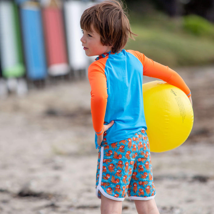 Boys L'il Rascal Boardshorts & Rashie Set | 'O' is for Octopus