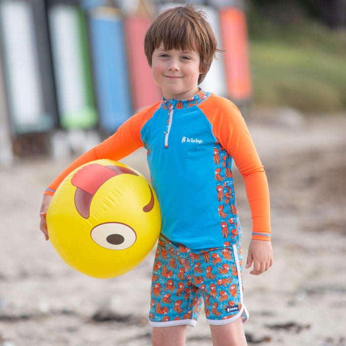 Boys L'il Rascal Boardshorts & Rashie Set | 'O' is for Octopus