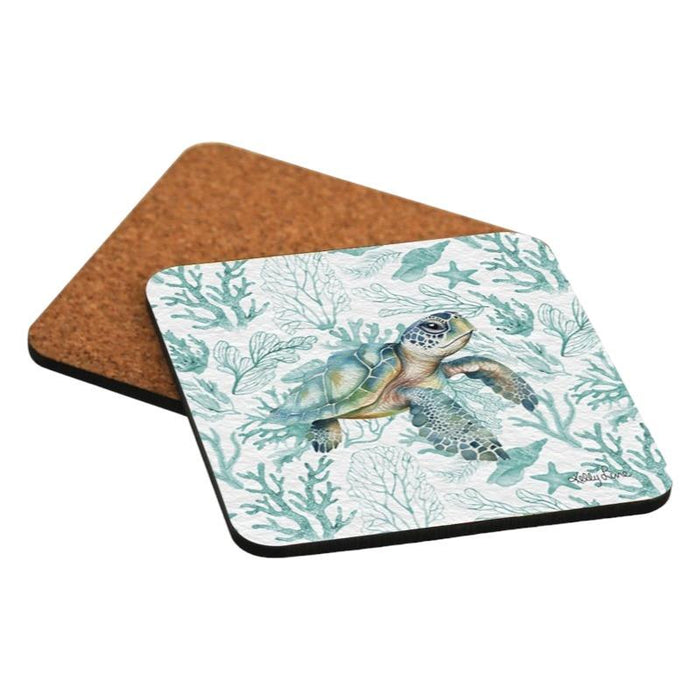 Kelly Lane | Coastal Turtle Set of 6 Cork Coasters - GIft Box