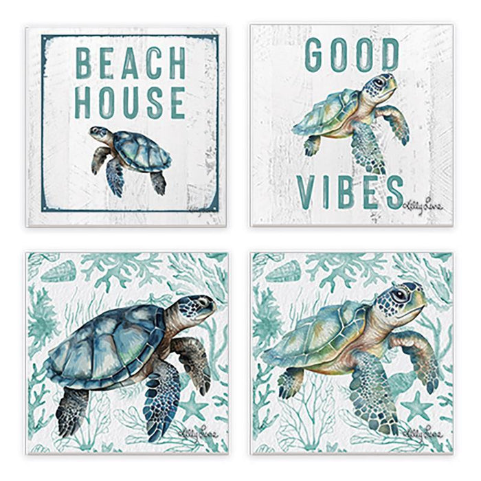 Kelly Lane | Coastal Turtle Fridge Magnets - 4 Pack - 8x8cm