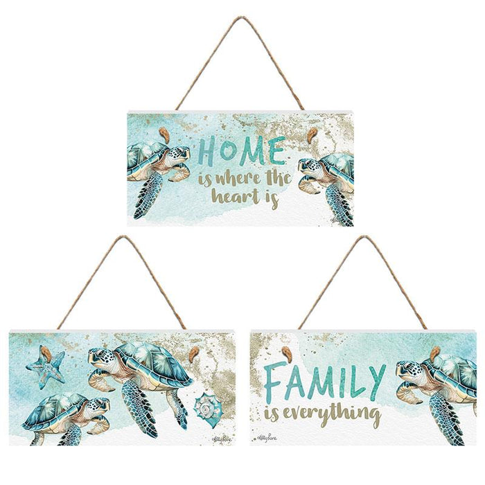 Kelly Lane | Aqua Turtle Hanging Plaque - 15x30cm- Set of 3