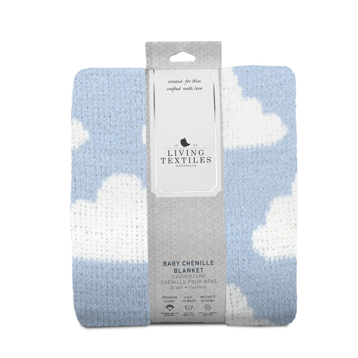 Living Textiles | Chenille Blanket - Blue Clouds