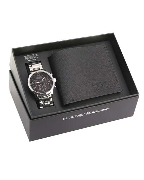 Men's Republic | Watch Set with Leather Wallet - Black