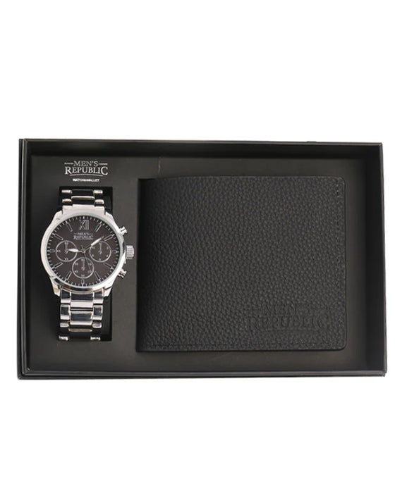 Men's Republic | Watch Set with Leather Wallet - Black