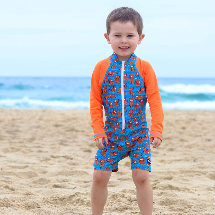 Boys All-In-One Swim Snap Sunsuit | ‘O’ is for Octopus