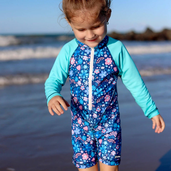 Girls All-in-one Swim Sunsuit | Flower Power